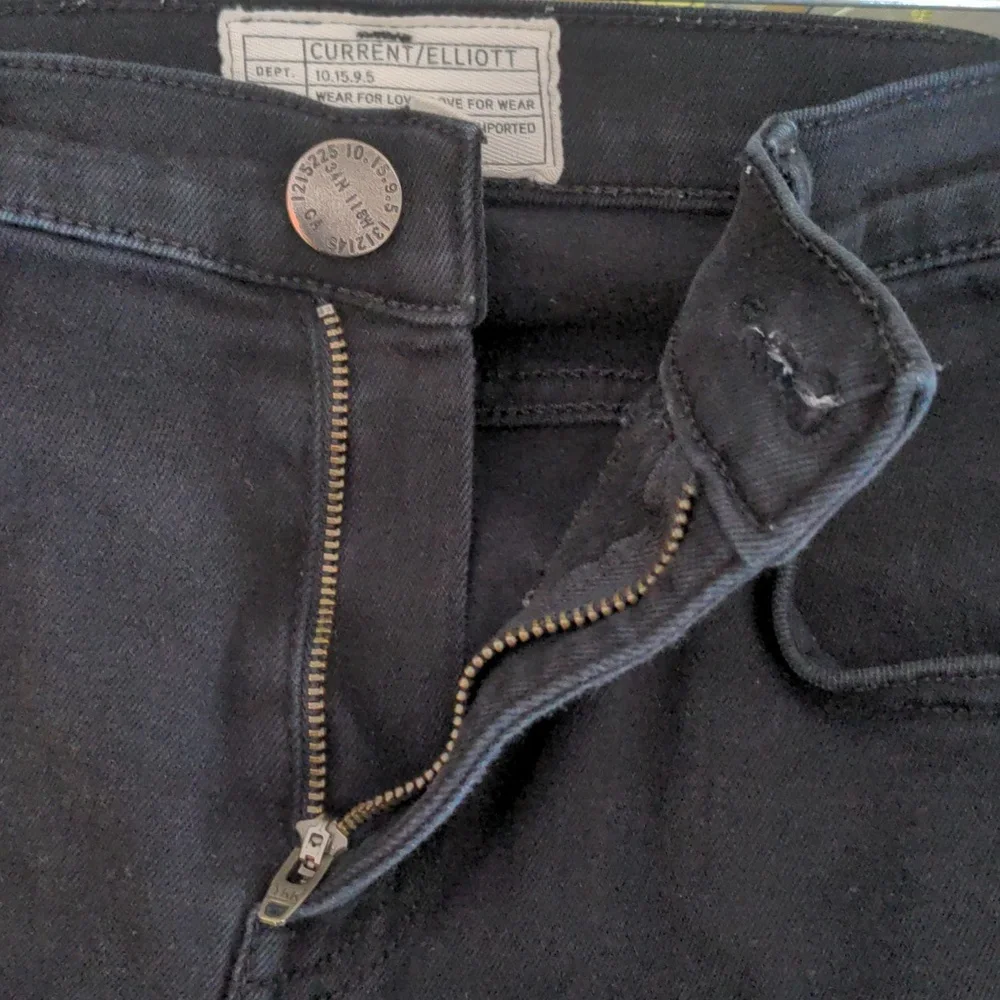 Current/Elliott Black Denim Jeans Distressed Pants - Picture 6 of 6